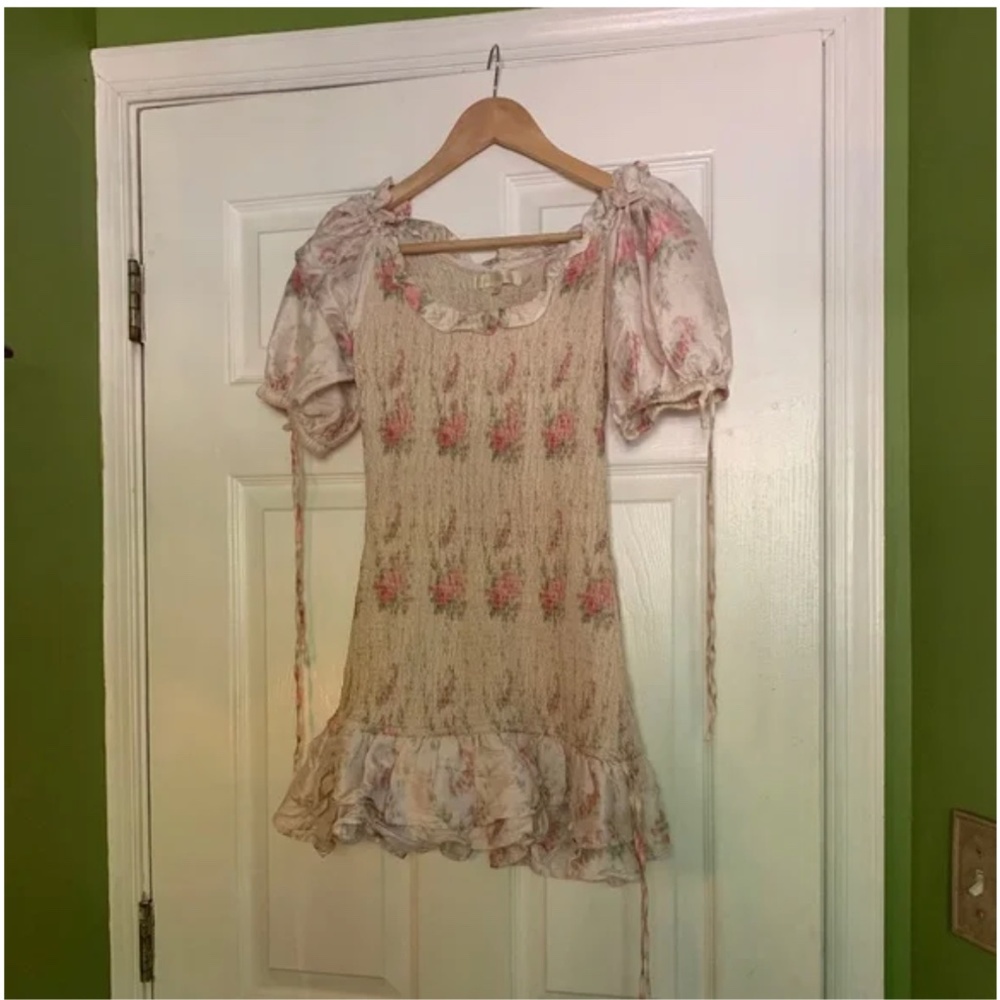 Violet Silk Floral Smocked Mini Dress - Picture 5 of 5